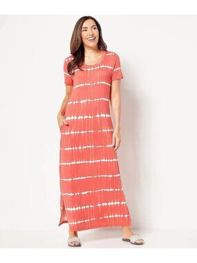 Belle Beach by Kim Gravel Dress Petite 1XP Tie Dye Striped Coral A504004
